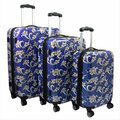 World Traveler Tropical Flower Expandable Hardside Spinner Luggage Set, Navy Blue - 3 Piece 730088-NBLUE